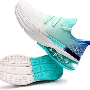 White Teal Walking Women Arch Support Tennis Air Cushion Sneakers Shoes